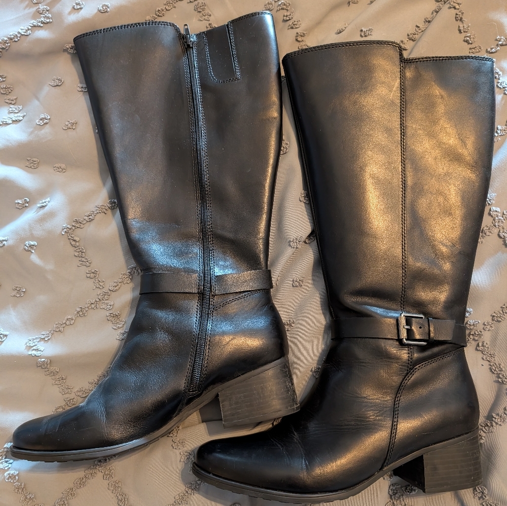 Naturalizer Women's Black Leather Boots Wide Calf EUC